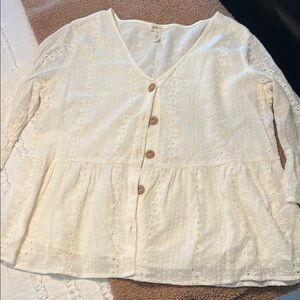 Matilda Jane Cream Peplum Blouse 3/4 Sleeve